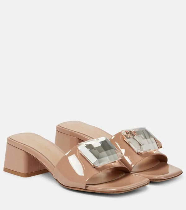 Gianvito Rossi Jaipur embellished patent leather mules | LYBSTORE