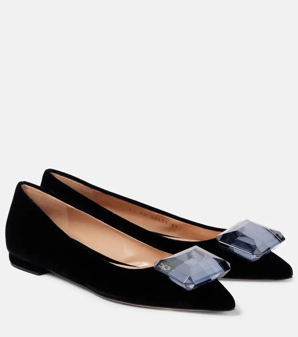 Gianvito Rossi Jaipur velvet ballet flats