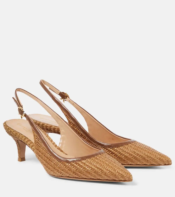 Gianvito Rossi Leith raffia slingback pumps