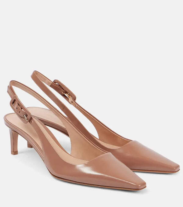 Gianvito Rossi Lindsay 55 leather slingback pumps | LYBSTORE