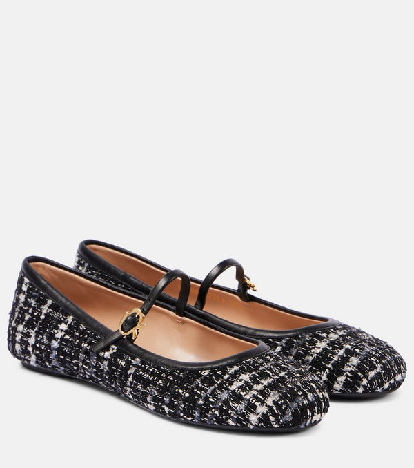 Gianvito Rossi Mary Ribbon 05 bouclé Mary Jane flats