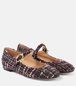 Gianvito Rossi Mary Ribbon bouclé Mary Jane flats