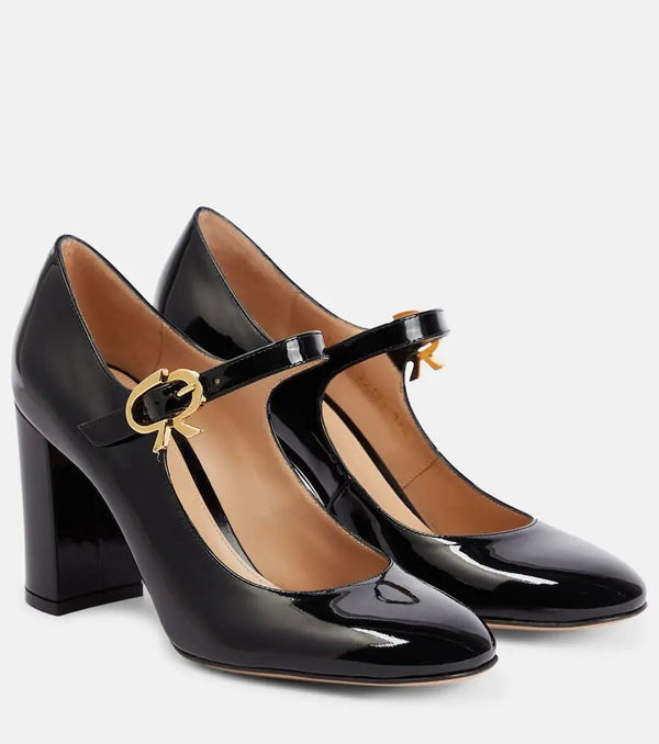 Gianvito Rossi Mary Ribbon patent leather pumps | LYBSTORE