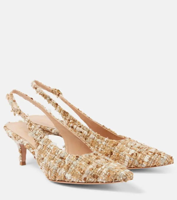 Gianvito Rossi Pointy 55 bouclé slingback pumps | LYBSTORE