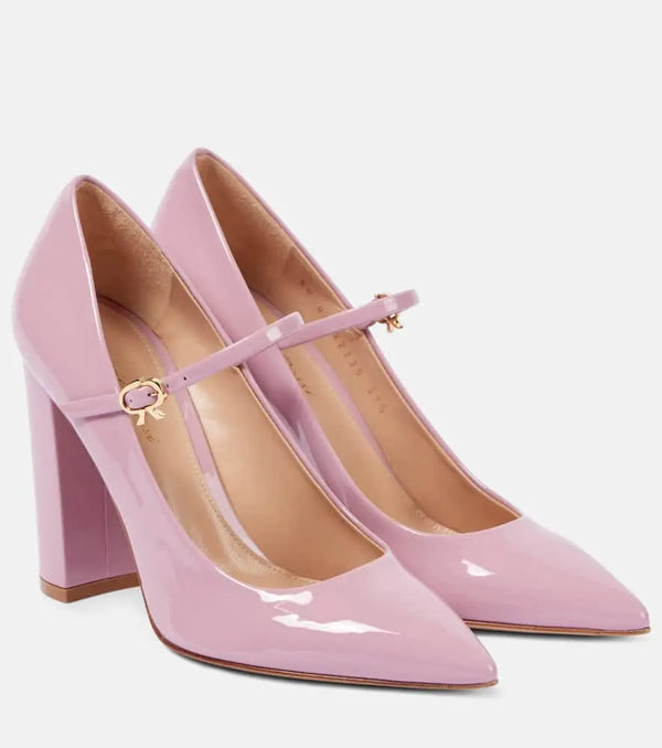 Gianvito Rossi Ribbon Jane patent leather pumps | LYBSTORE