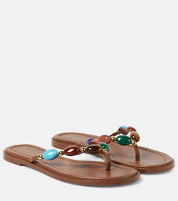 Gianvito Rossi Shanti embellished leather thong sandals