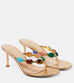 Gianvito Rossi Shanti embellished leather thong sandals