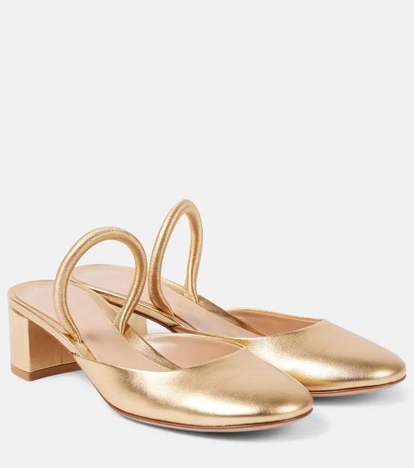 Gianvito Rossi Tivoli 45 metallic leather mules | LYBSTORE