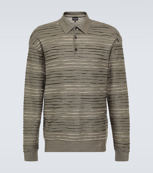 Giorgio Armani Intarsia linen-blend polo sweater