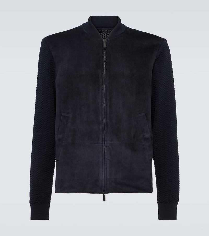 Giorgio Armani Suede, wool, and cashmere bomber jacket