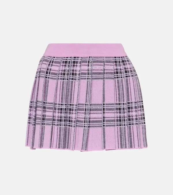 Giuseppe di Morabito Checked pleated wool miniskirt | LYBSTORE