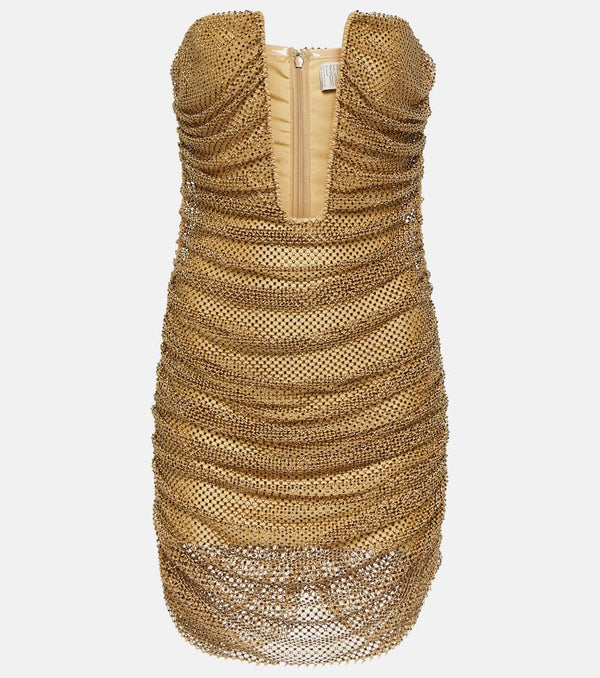 Giuseppe di Morabito Embellished ruched mesh minidress