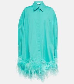 Giuseppe di Morabito Feather-trimmed cotton shirt dress | LYBSTORE