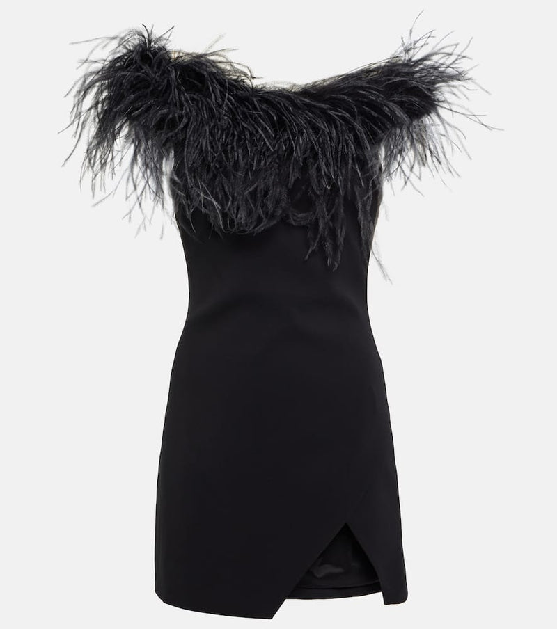 Giuseppe di Morabito Feather-trimmed off-shoulder minidress