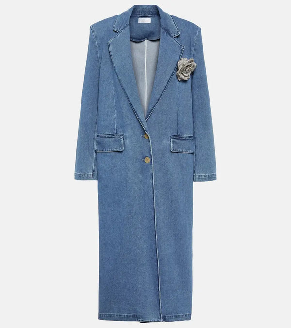 Giuseppe di Morabito Floral-appliqué denim coat | LYBSTORE