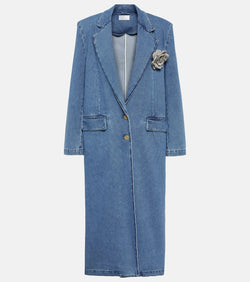 Giuseppe di Morabito Floral-appliqué denim coat