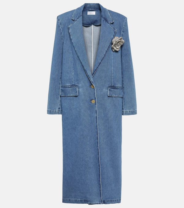 Giuseppe di Morabito Floral-appliqué denim coat