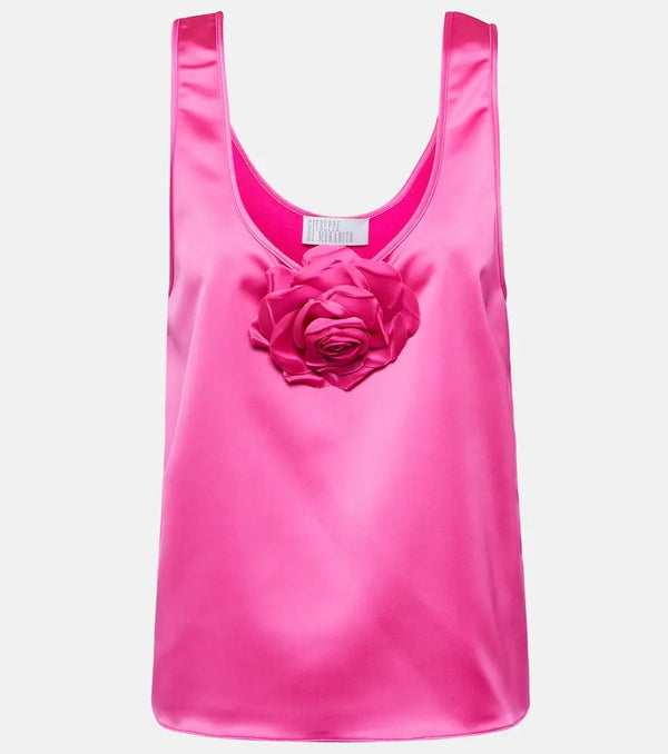 Giuseppe di Morabito Rose-appliqué satin top | LYBSTORE