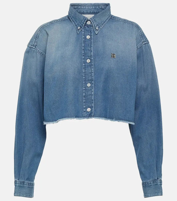 Givenchy 4G cropped denim shirt | LYBSTORE