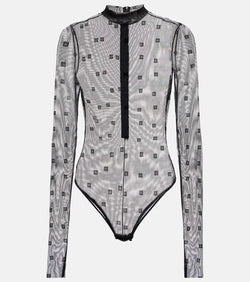 Givenchy 4G jacquard-knit tulle bodysuit | LYBSTORE