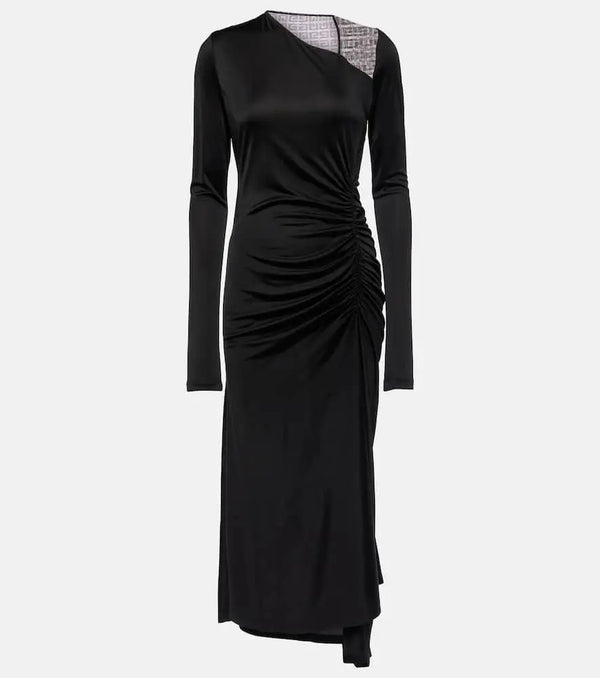 Givenchy 4G lace-trimmed jersey midi dress | LYBSTORE