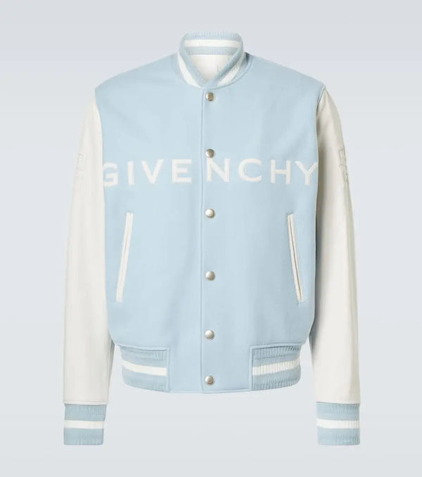 Givenchy Logo wool-blend and leather varsity jacket