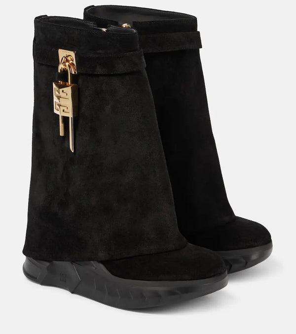 Givenchy Shark Lock Biker suede ankle boots | LYBSTORE