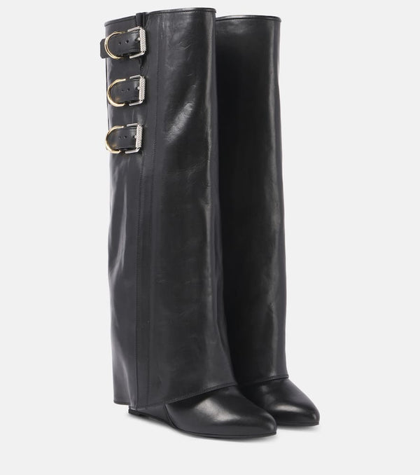 Givenchy Shark Lock Buckles 60 leather knee-high boots