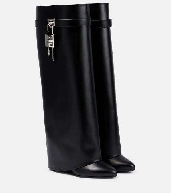 Givenchy Shark Lock wide-fit leather knee-high boots | LYBSTORE