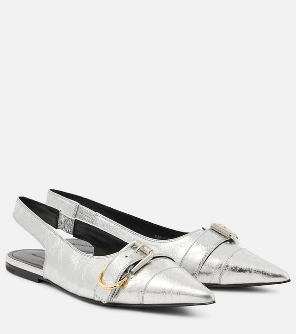 Givenchy Voyou metallic leather slingback flats | LYBSTORE