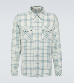 God's True Cashmere Morning Dew checked cashmere shirt