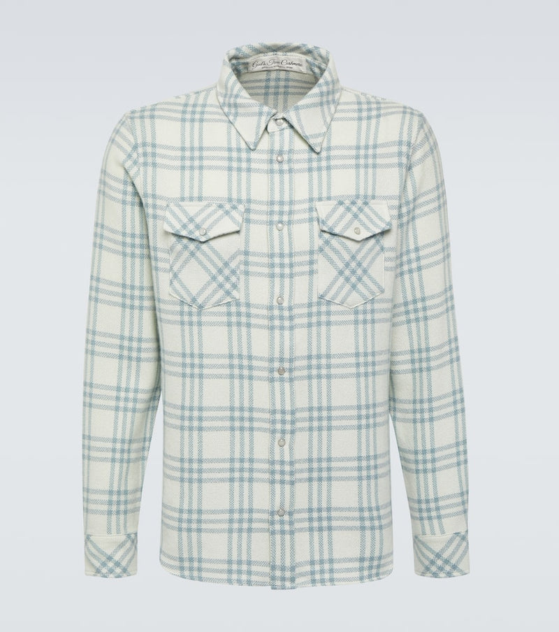 God's True Cashmere Morning Dew checked cashmere shirt