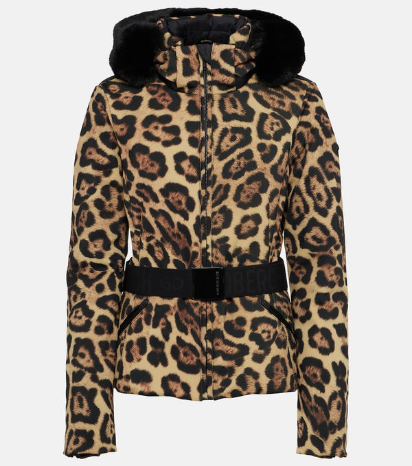 Goldbergh Felis leopard-print down ski jacket