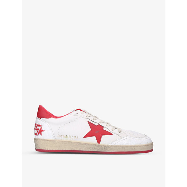 Mens Golden Goose Men's Ball Star metallic distressed leather low-top trainers