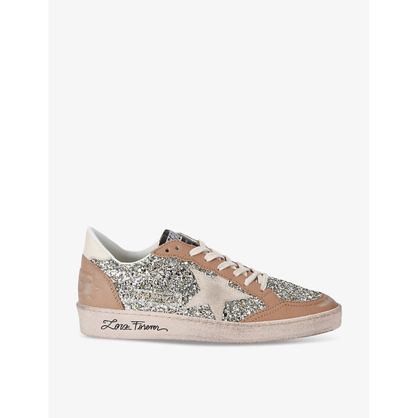 Womens Golden Goose Ballstar 65199 glitter-embellished suede low-top trainerse