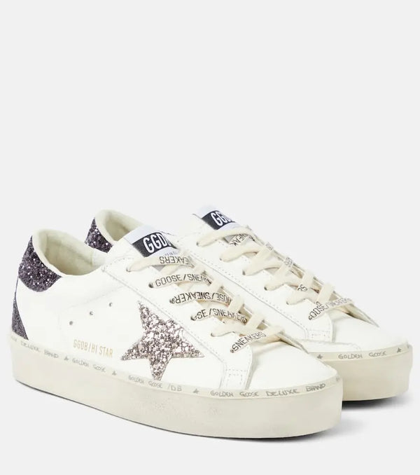 Golden Goose Hi Star glitter leather sneakers | LYBSTORE