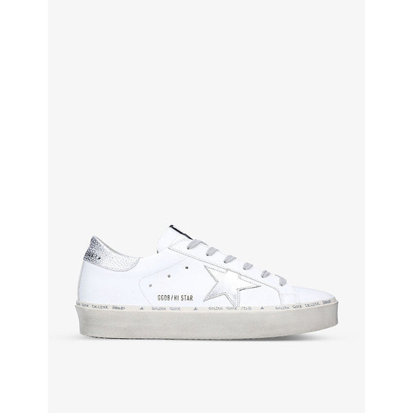 Womens Golden Goose Hi Star logo-embroidered leather low-top trainers