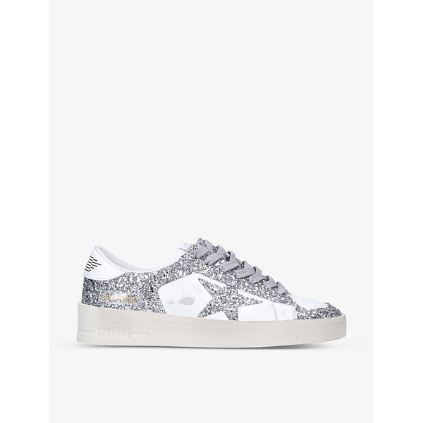 Womens Golden Goose Women's Stardan 80185 glitter and leather low-top trainers