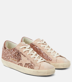 Golden Goose Super-Star glitter suede-trimmed sneakers