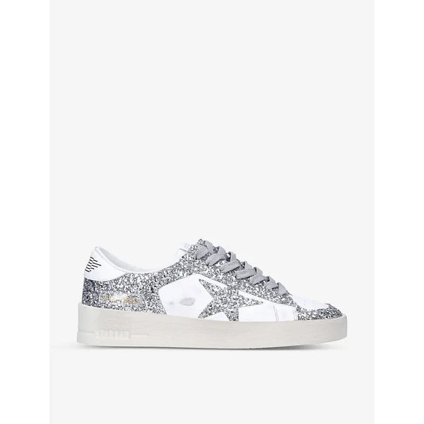 Golden Goose Women's Stardan 80185 glitter and leather low-top trainers | Golden Goose