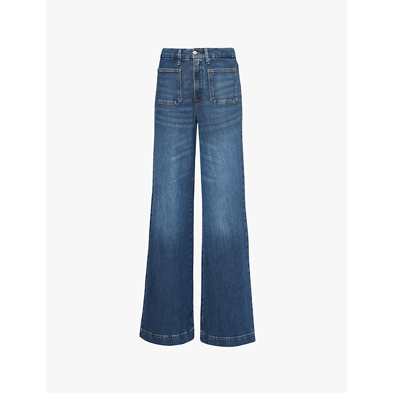 Good American Good Waist Palazzo high-rise wide-leg jeans