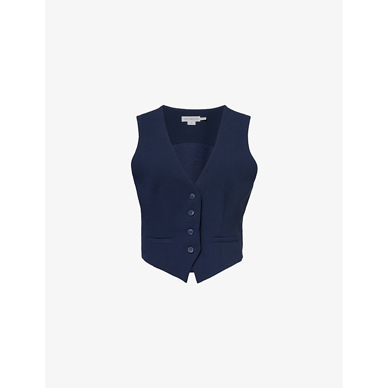 Womens Good American Luxe V-neck single-breasted woven waistcoat