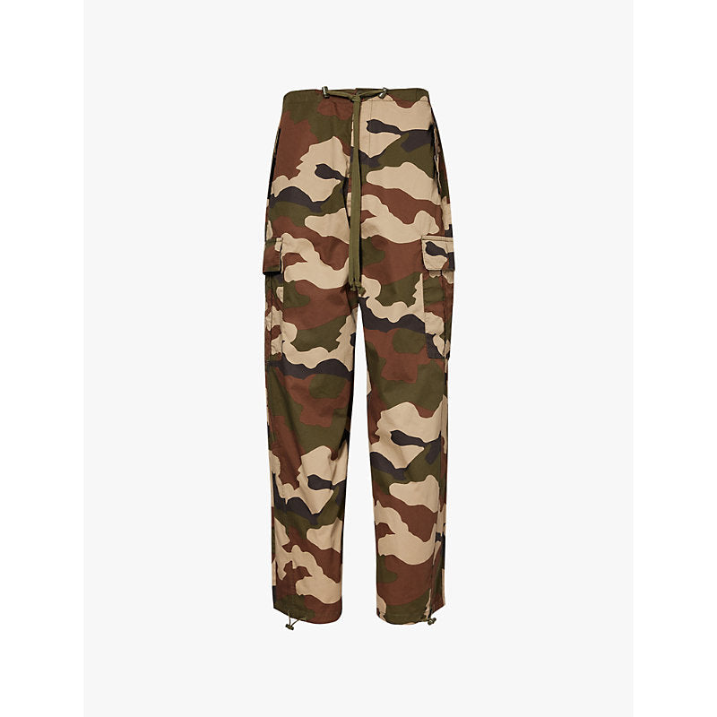 Good American Parachute camouflage-print straight-leg mid-rise cotton trousers