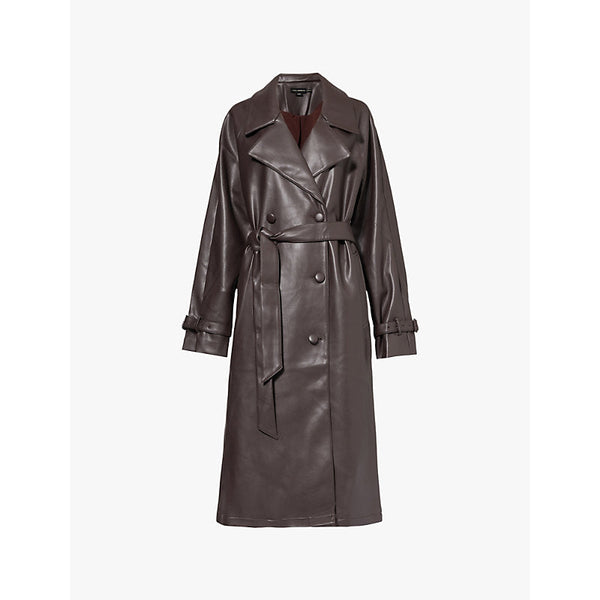  Good American Uniform double-breasted relaxed-fit faux-leather trench coat