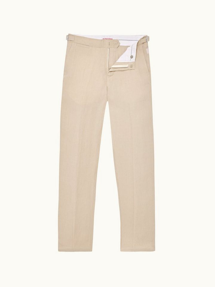 Griffon Linen - 007 Taupe Tailored Fit Linen Trousers