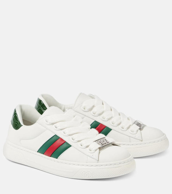 Gucci Ace Web Stripe leather sneakers