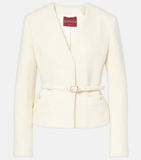 Gucci Belted wool-blend bouclé jacket