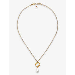 Gucci Blondie interlocking G-charm gold-toned metal, faux-pearl and crystal necklace