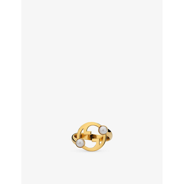 Womens Gucci Blondie interlocking-G gold-toned metal and faux-pearl ring