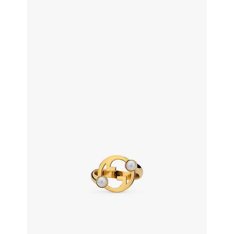 Gucci Blondie interlocking-G gold-toned metal and faux-pearl ring